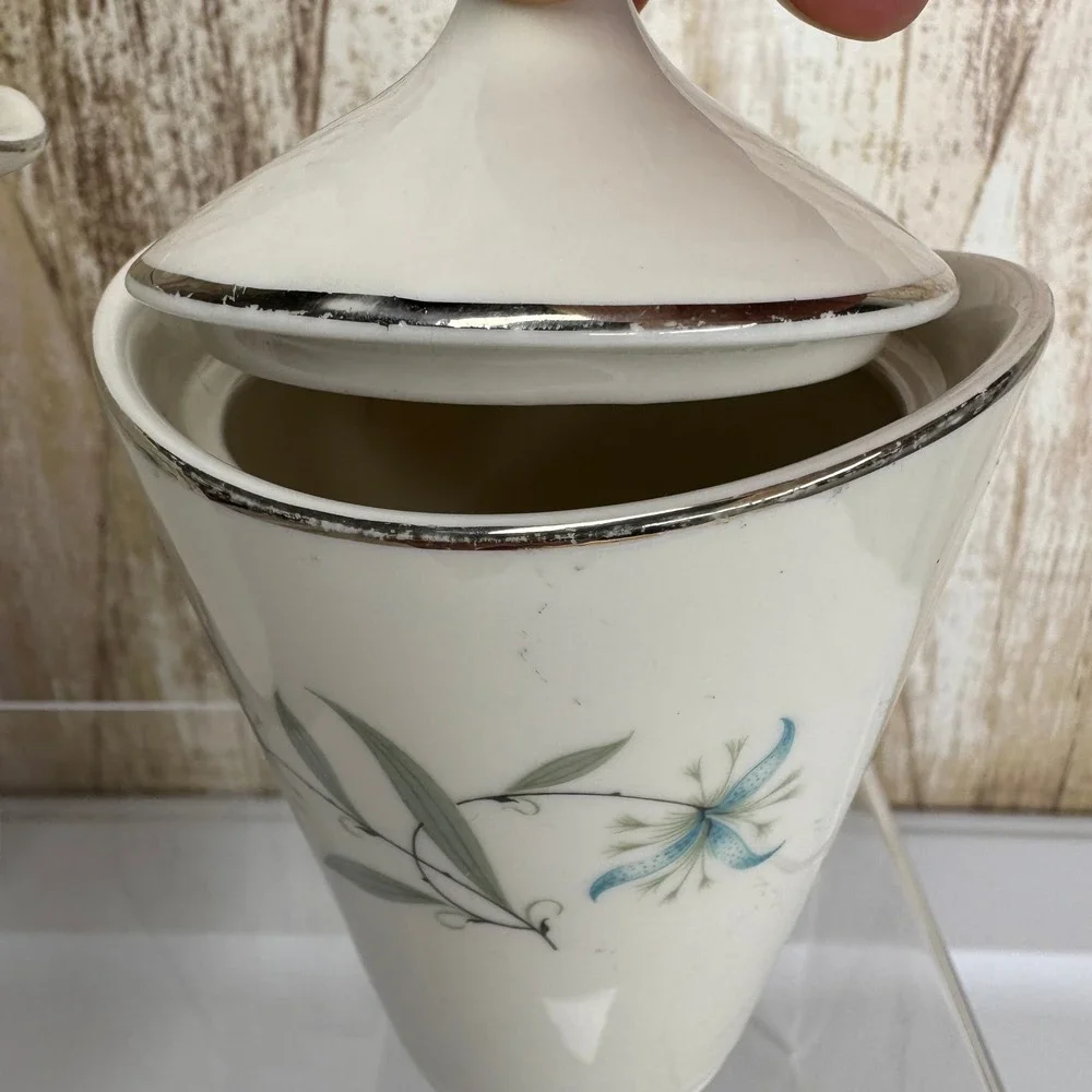 Vintage Homer Laughlin Triumph Cynthia Creamer & Sugar Bowl Silver Trim